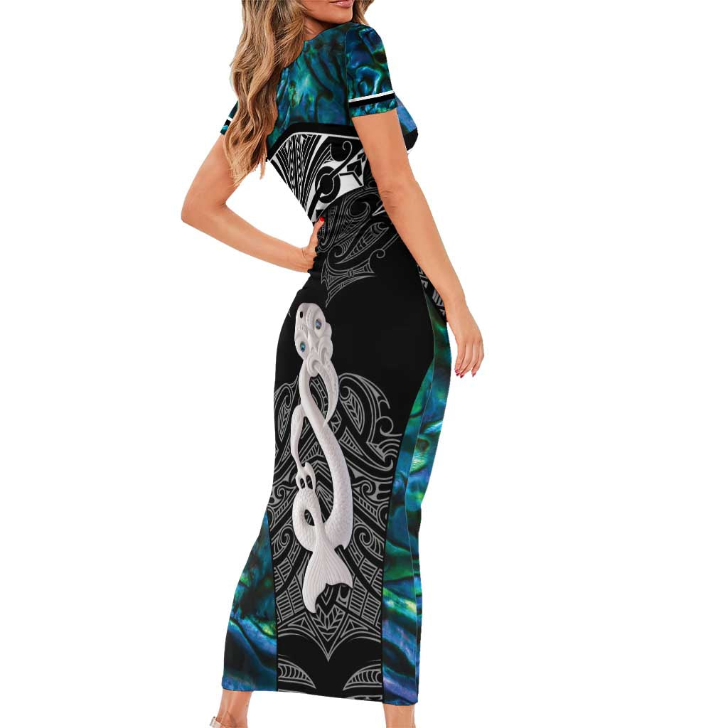 New Zealand Aotearoa Family Matching Short Sleeve Bodycon Dress and Hawaiian Shirt Maori Taniwha Paua Shell LT05 - Polynesian Pride