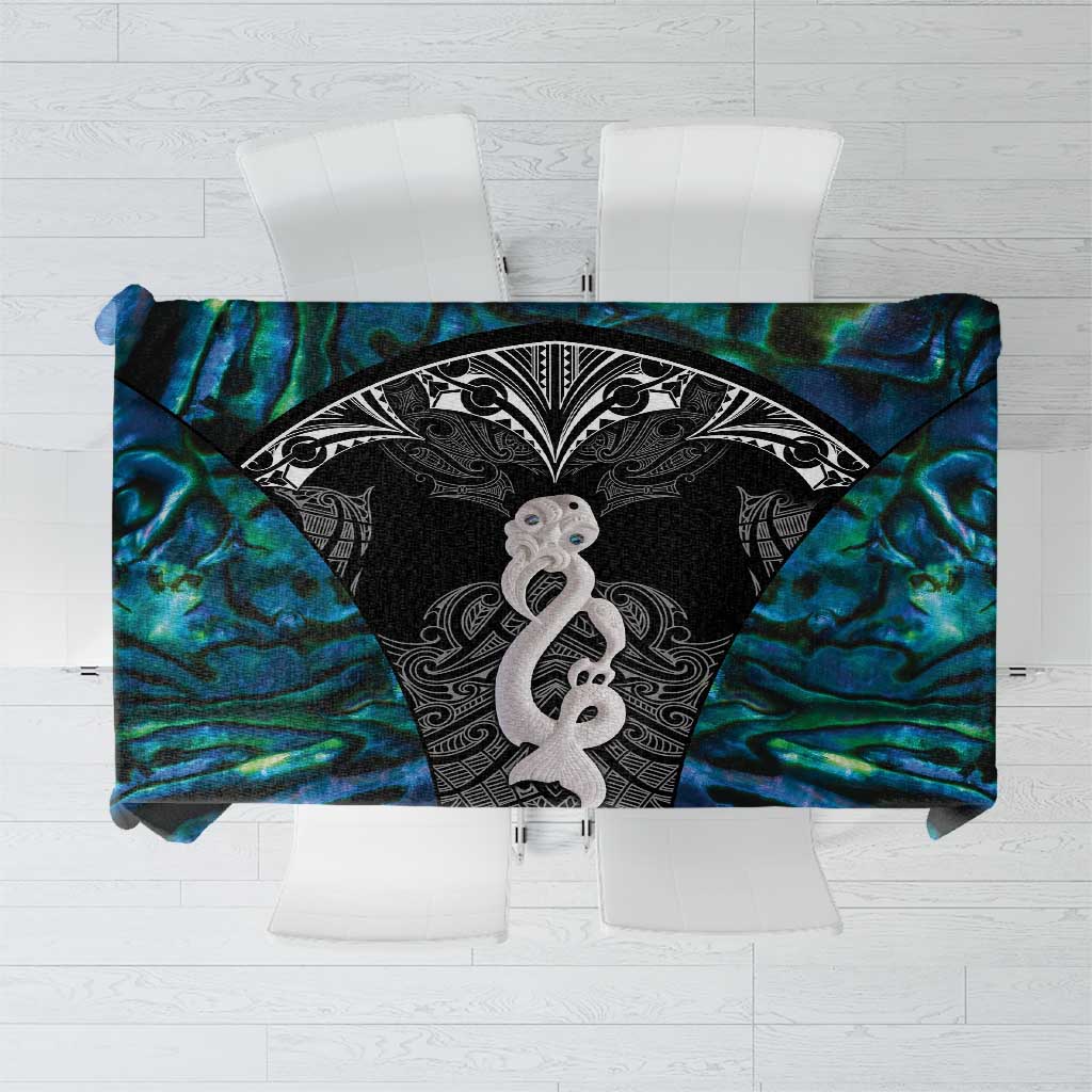 New Zealand Aotearoa Tablecloth Maori Taniwha Paua Shell LT05 Black - Polynesian Pride