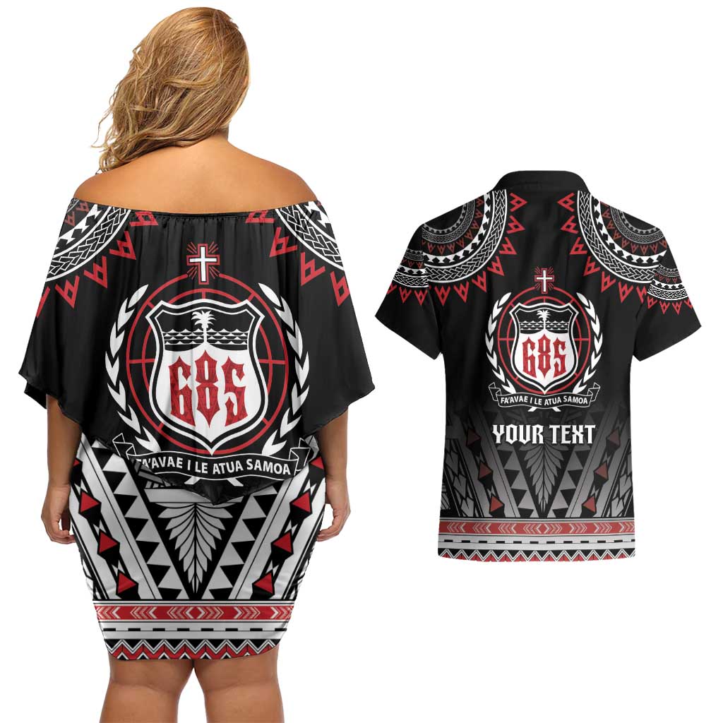 Personalised Samoa Black Saturday Couples Matching Off Shoulder Short Dress and Hawaiian Shirt Samoa For Samoans