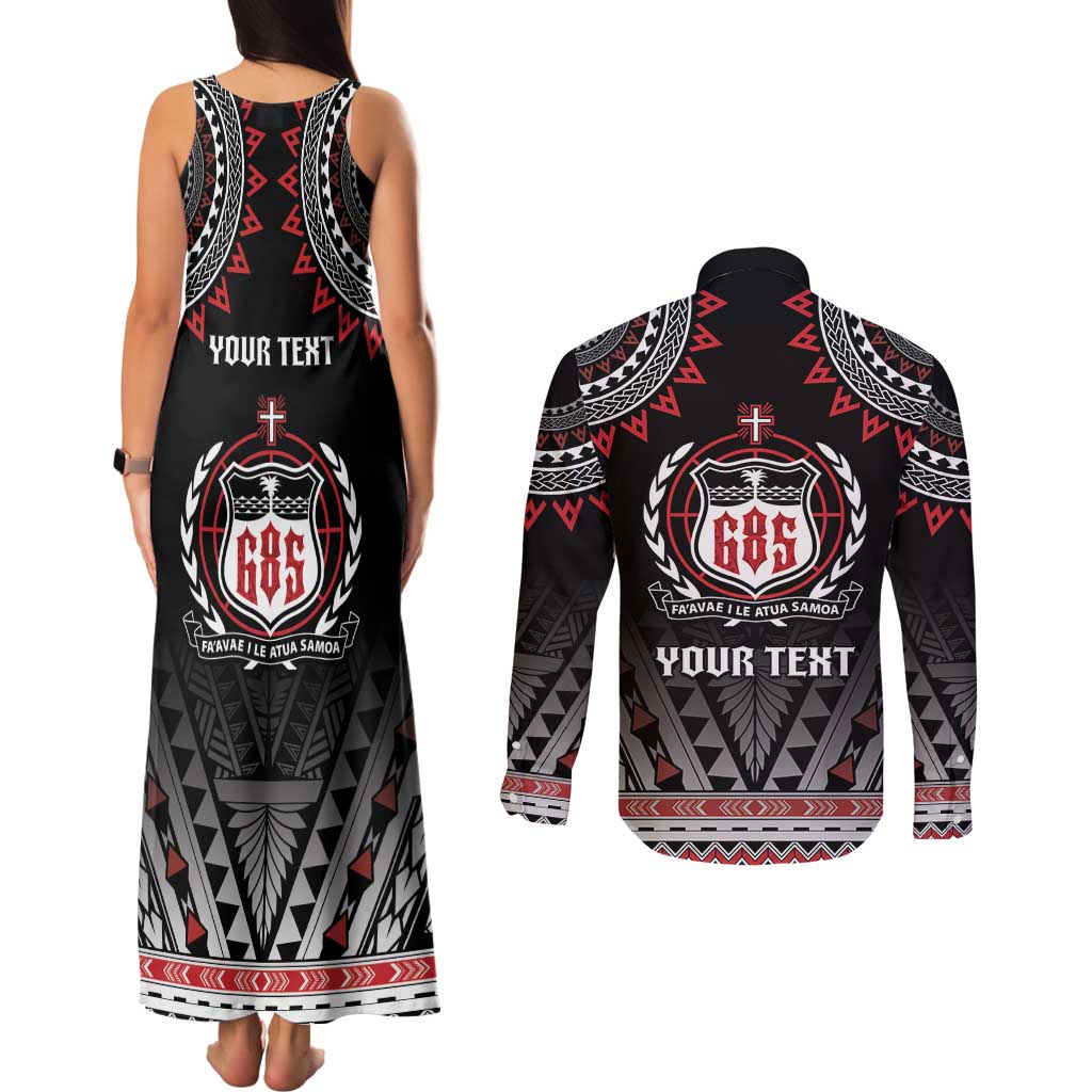 Personalised Samoa Black Saturday Couples Matching Tank Maxi Dress and Long Sleeve Button Shirt Samoa For Samoans