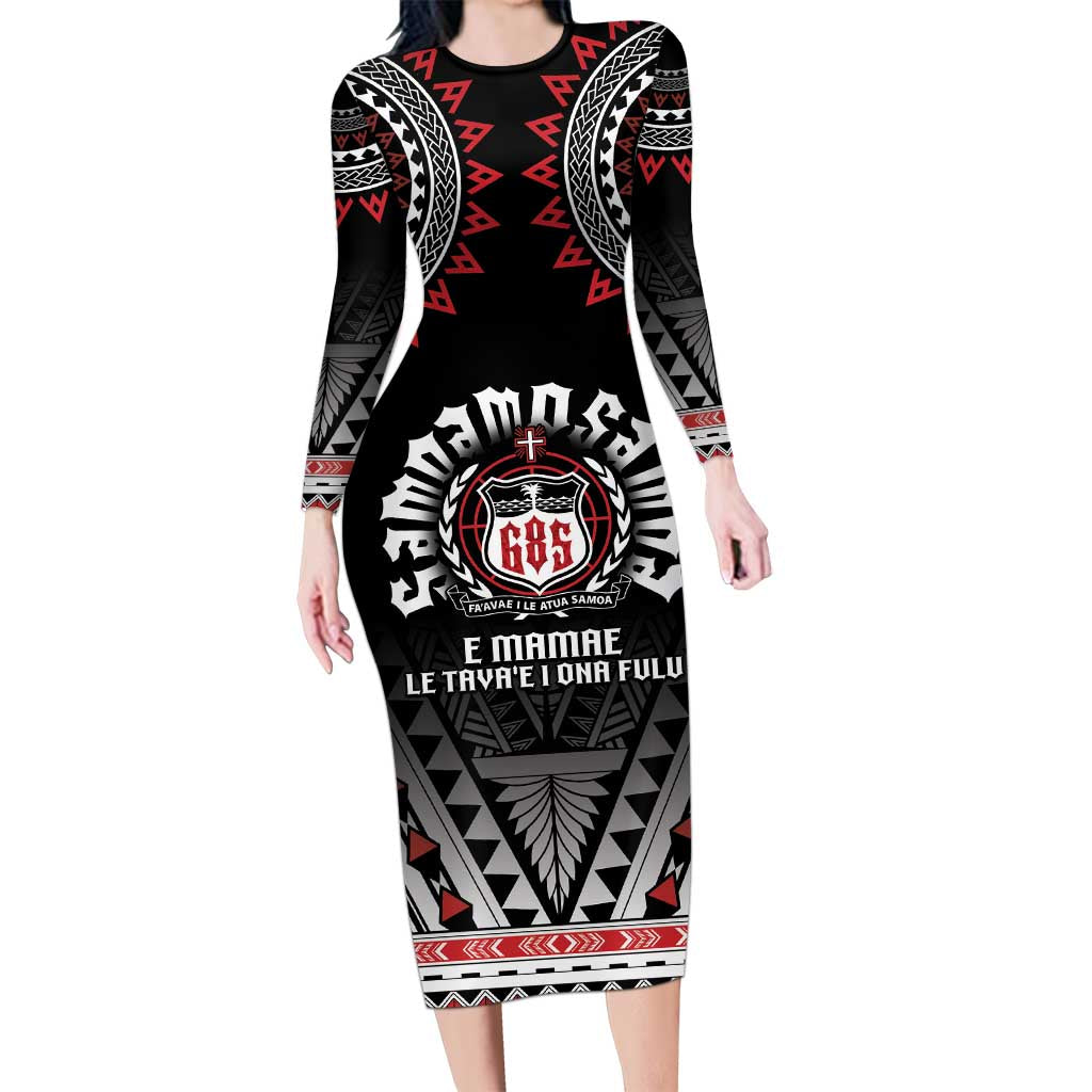 Personalised Samoa Black Saturday Family Matching Long Sleeve Bodycon Dress and Hawaiian Shirt Samoa For Samoans LT05 Mom's Dress Black - Polynesian Pride