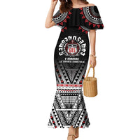 Personalised Samoa Black Saturday Family Matching Mermaid Dress and Hawaiian Shirt Samoa For Samoans LT05 Mom's Dress Black - Polynesian Pride