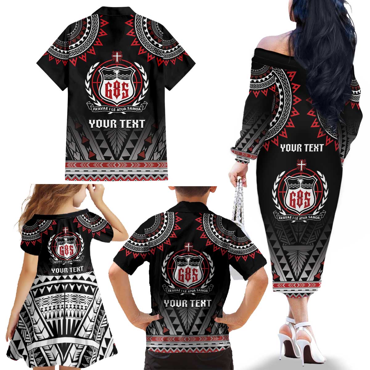Personalised Samoa Black Saturday Family Matching Off The Shoulder Long Sleeve Dress and Hawaiian Shirt Samoa For Samoans LT05 - Polynesian Pride