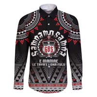 Personalised Samoa Black Saturday Family Matching Off The Shoulder Long Sleeve Dress and Hawaiian Shirt Samoa For Samoans LT05 Dad's Shirt - Long Sleeve Black - Polynesian Pride