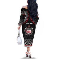 Personalised Samoa Black Saturday Family Matching Off The Shoulder Long Sleeve Dress and Hawaiian Shirt Samoa For Samoans LT05 - Polynesian Pride