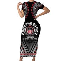 Personalised Samoa Black Saturday Family Matching Short Sleeve Bodycon Dress and Hawaiian Shirt Samoa For Samoans LT05 Mom's Dress Black - Polynesian Pride