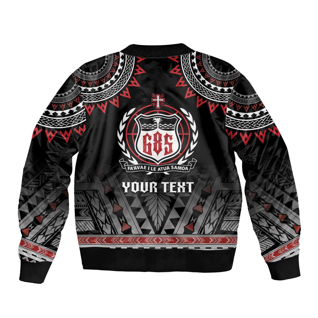 Personalised Samoa Black Saturday Sleeve Zip Bomber Jacket Samoa For Samoans