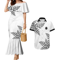 Custom New Zealand Football Couples Matching Mermaid Dress and Hawaiian Shirt Aotearoa Pride LT05 White - Polynesian Pride