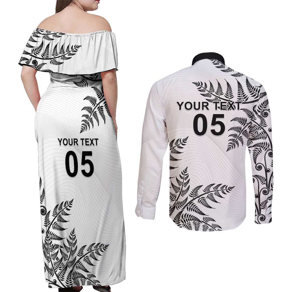 Custom New Zealand Football Couples Matching Off Shoulder Maxi Dress and Long Sleeve Button Shirt Aotearoa Pride LT05 - Polynesian Pride