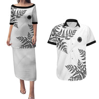 Custom New Zealand Football Couples Matching Puletasi and Hawaiian Shirt Aotearoa Pride LT05 White - Polynesian Pride