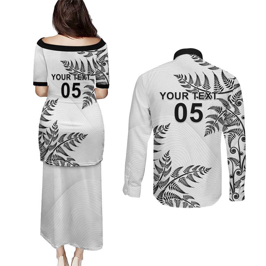 Custom New Zealand Football Couples Matching Puletasi and Long Sleeve Button Shirt Aotearoa Pride LT05 - Polynesian Pride