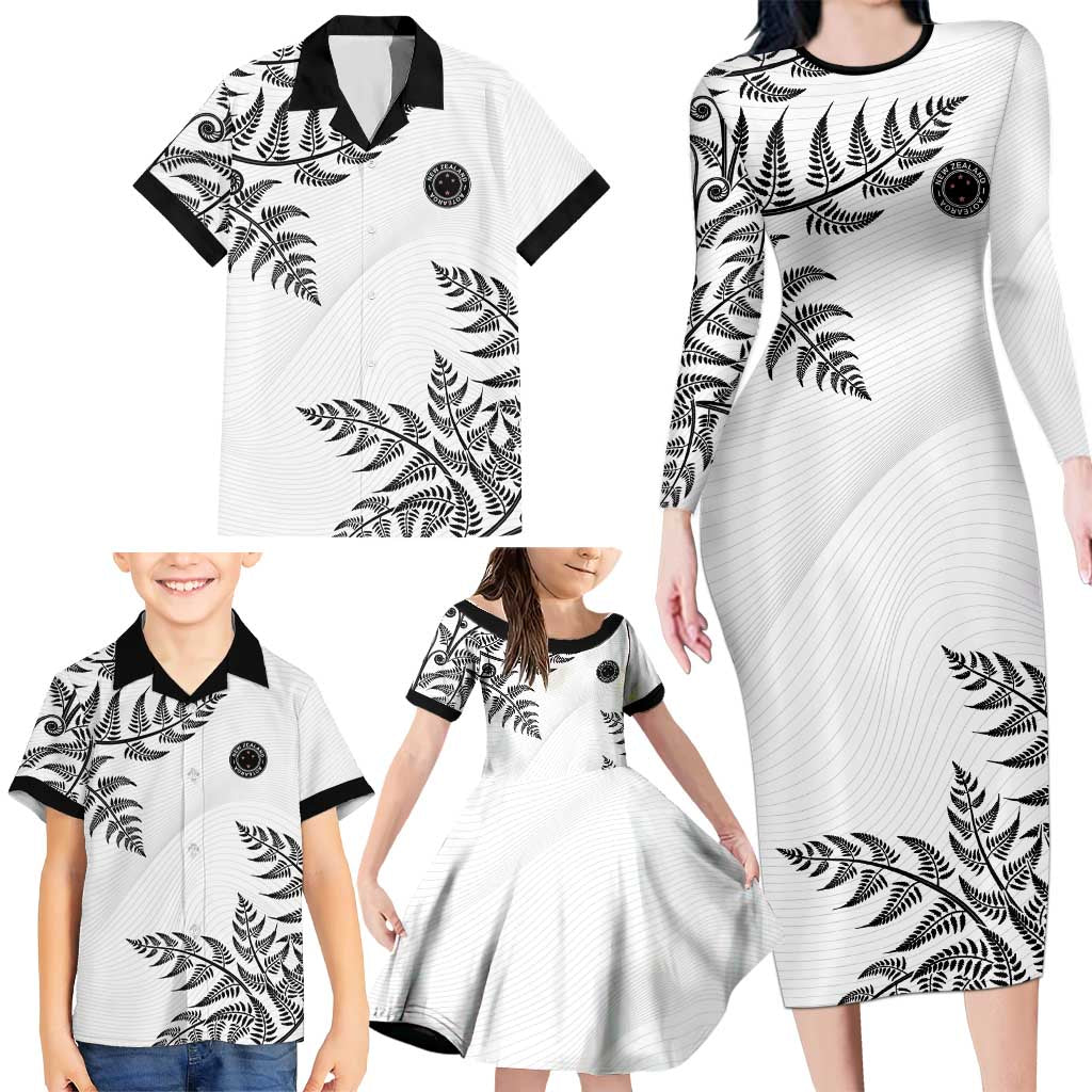 Custom New Zealand Football Family Matching Long Sleeve Bodycon Dress and Hawaiian Shirt Aotearoa Pride LT05 - Polynesian Pride