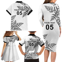 Custom New Zealand Football Family Matching Long Sleeve Bodycon Dress and Hawaiian Shirt Aotearoa Pride LT05 - Polynesian Pride