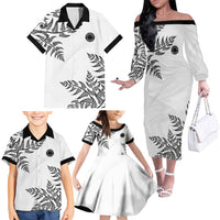 Custom New Zealand Football Family Matching Off The Shoulder Long Sleeve Dress and Hawaiian Shirt Aotearoa Pride LT05 - Polynesian Pride