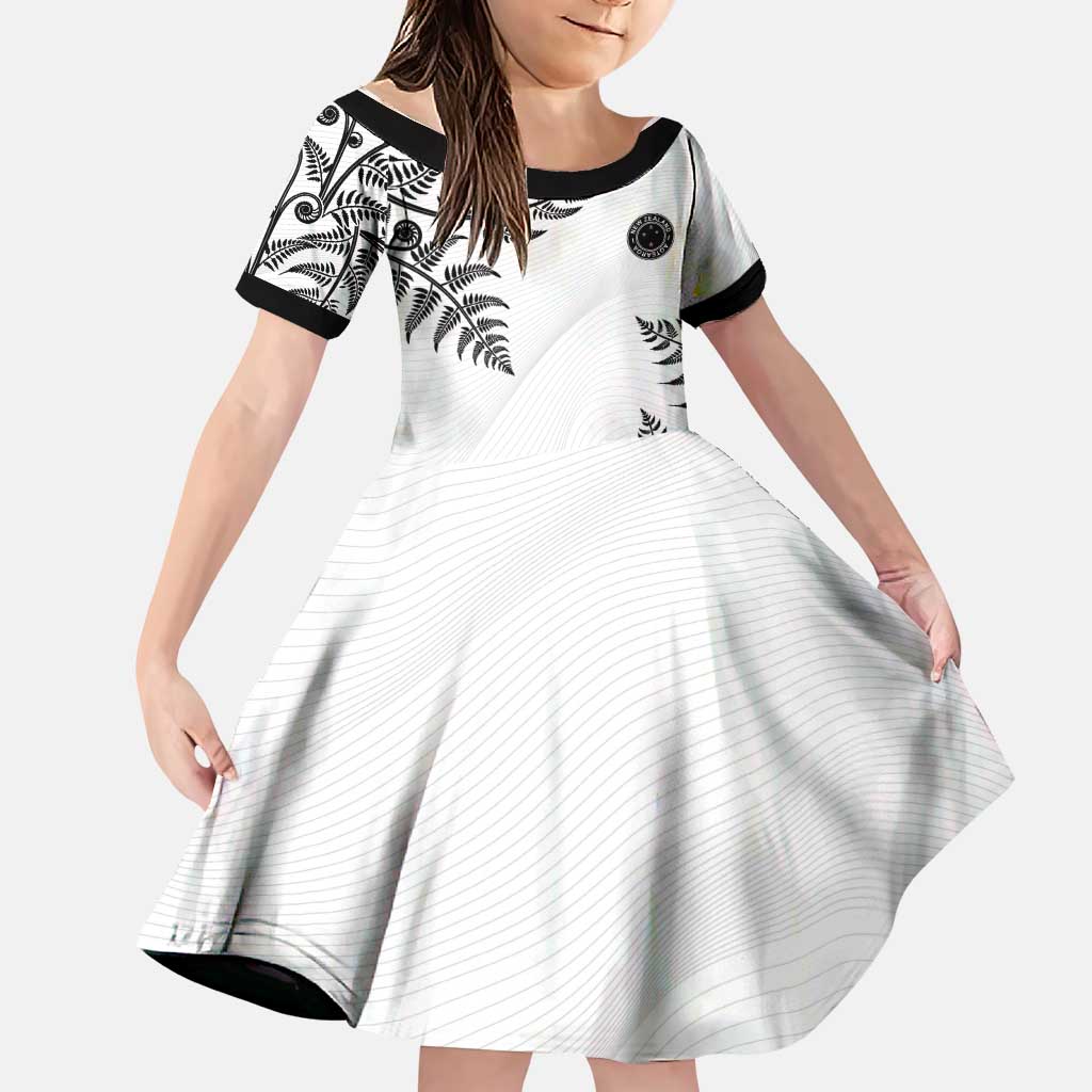 Custom New Zealand Football Family Matching Tank Maxi Dress and Hawaiian Shirt Aotearoa Pride LT05 Daughter's Dress White - Polynesian Pride