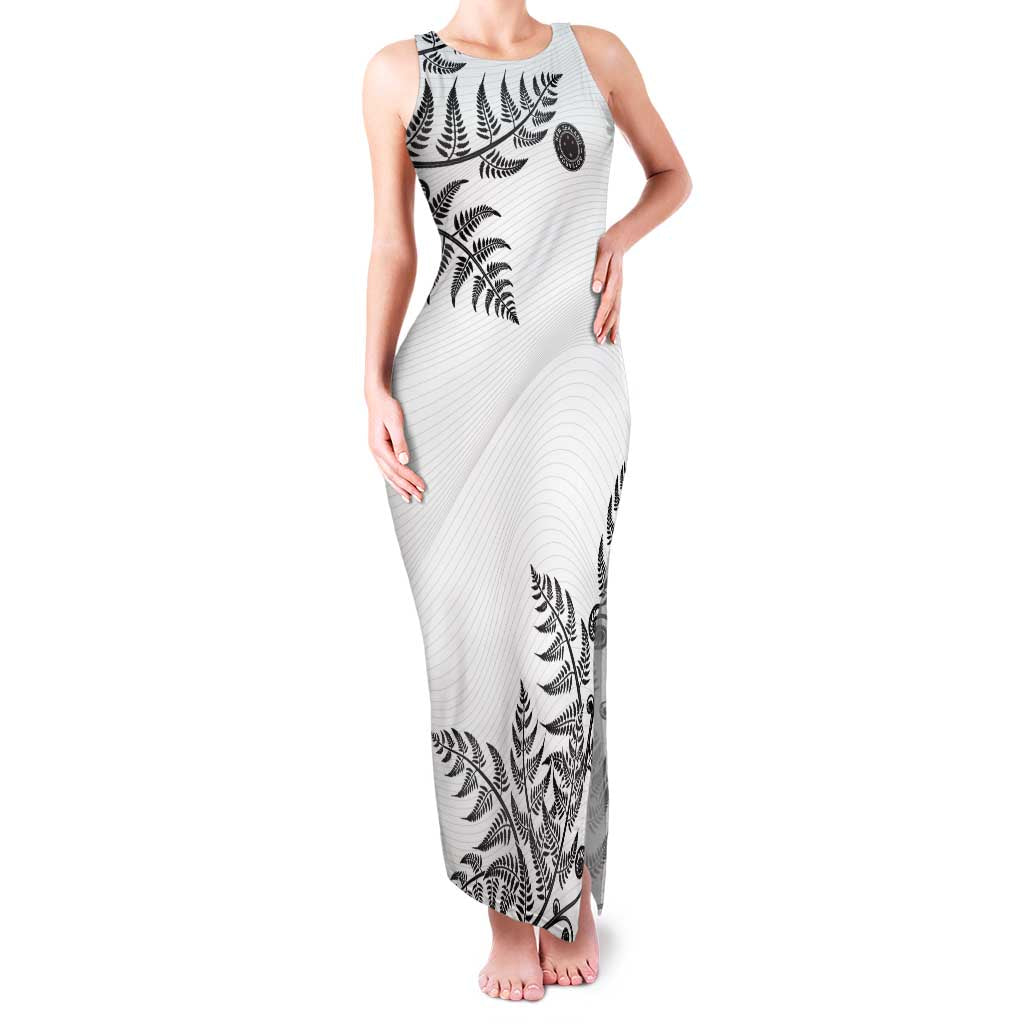 Custom New Zealand Football Family Matching Tank Maxi Dress and Hawaiian Shirt Aotearoa Pride LT05 Mom's Dress White - Polynesian Pride