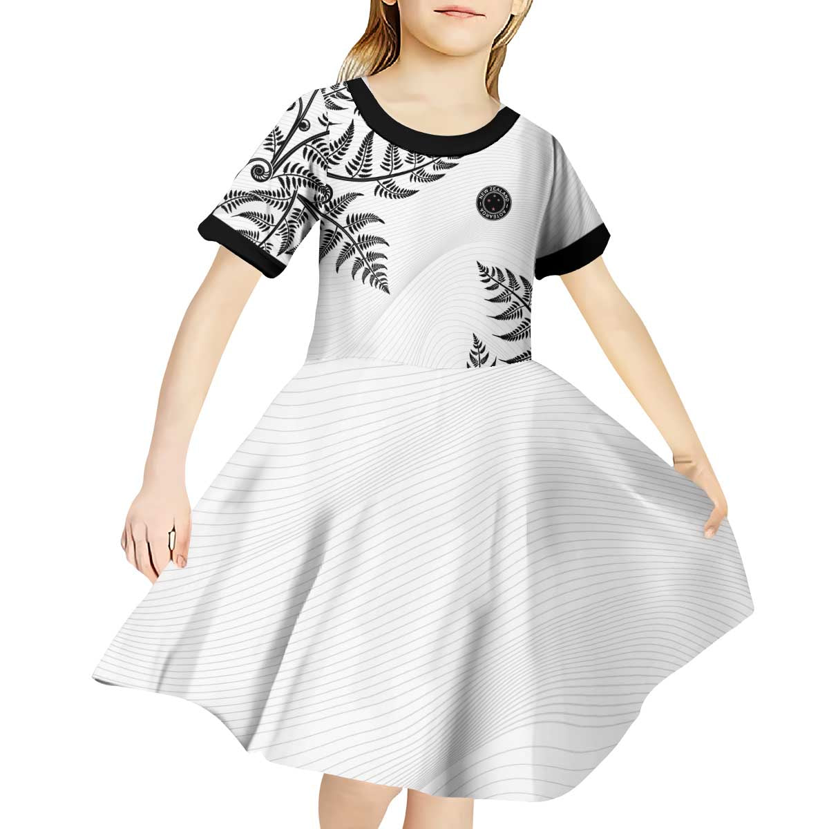 Custom New Zealand Football Kid Short Sleeve Dress Aotearoa Pride - Polynesian Pride