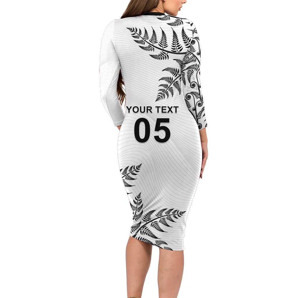 Custom New Zealand Football Long Sleeve Bodycon Dress Aotearoa Pride LT05 - Polynesian Pride