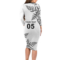 Custom New Zealand Football Long Sleeve Bodycon Dress Aotearoa Pride LT05 - Polynesian Pride