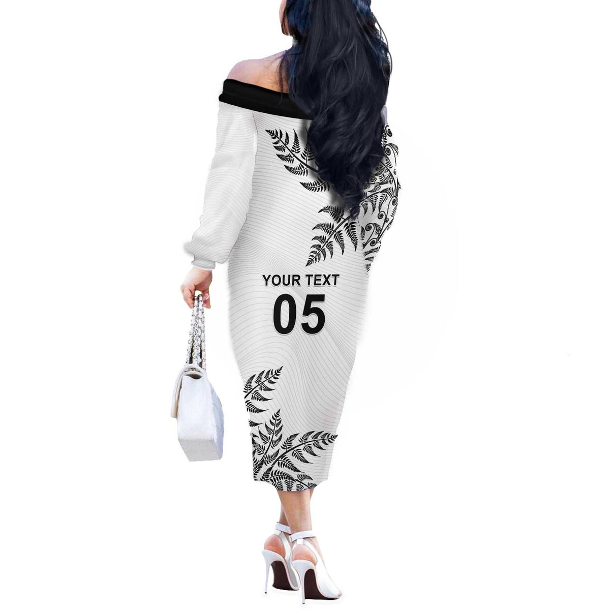 Custom New Zealand Football Off The Shoulder Long Sleeve Dress Aotearoa Pride LT05 - Polynesian Pride