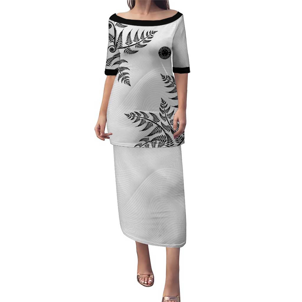 Custom New Zealand Football Puletasi Aotearoa Pride LT05 Long Dress White - Polynesian Pride