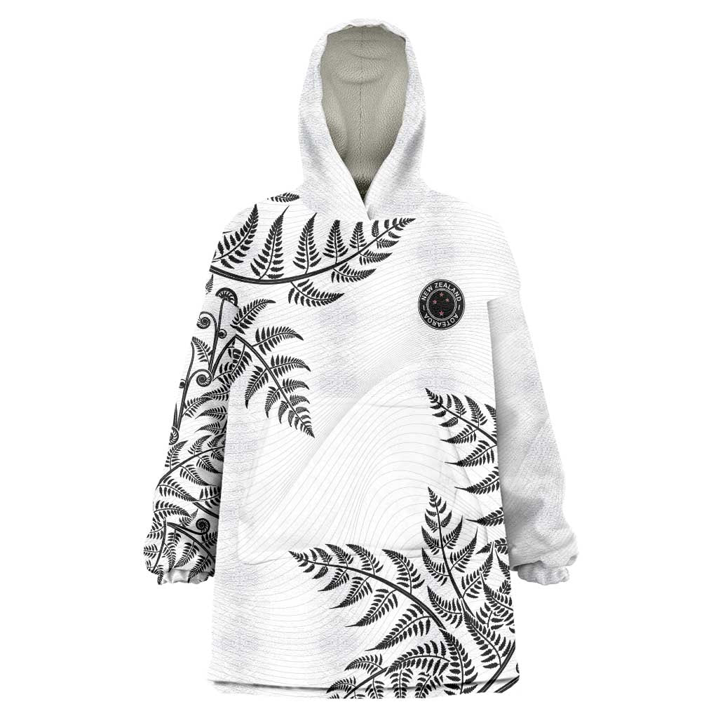Custom New Zealand Football Wearable Blanket Hoodie Aotearoa Pride LT05 One Size White - Polynesian Pride