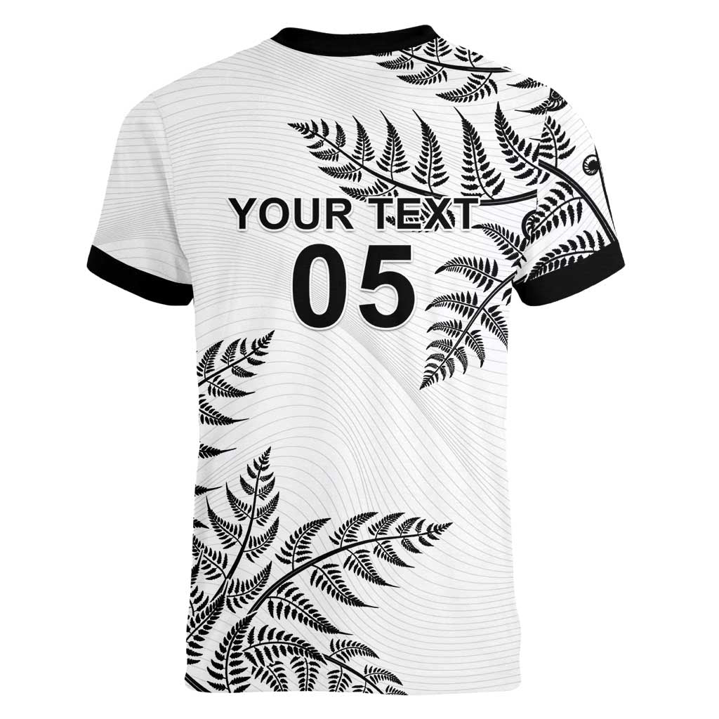 Custom New Zealand Football Women V-Neck T-Shirt Aotearoa Pride LT05 - Polynesian Pride