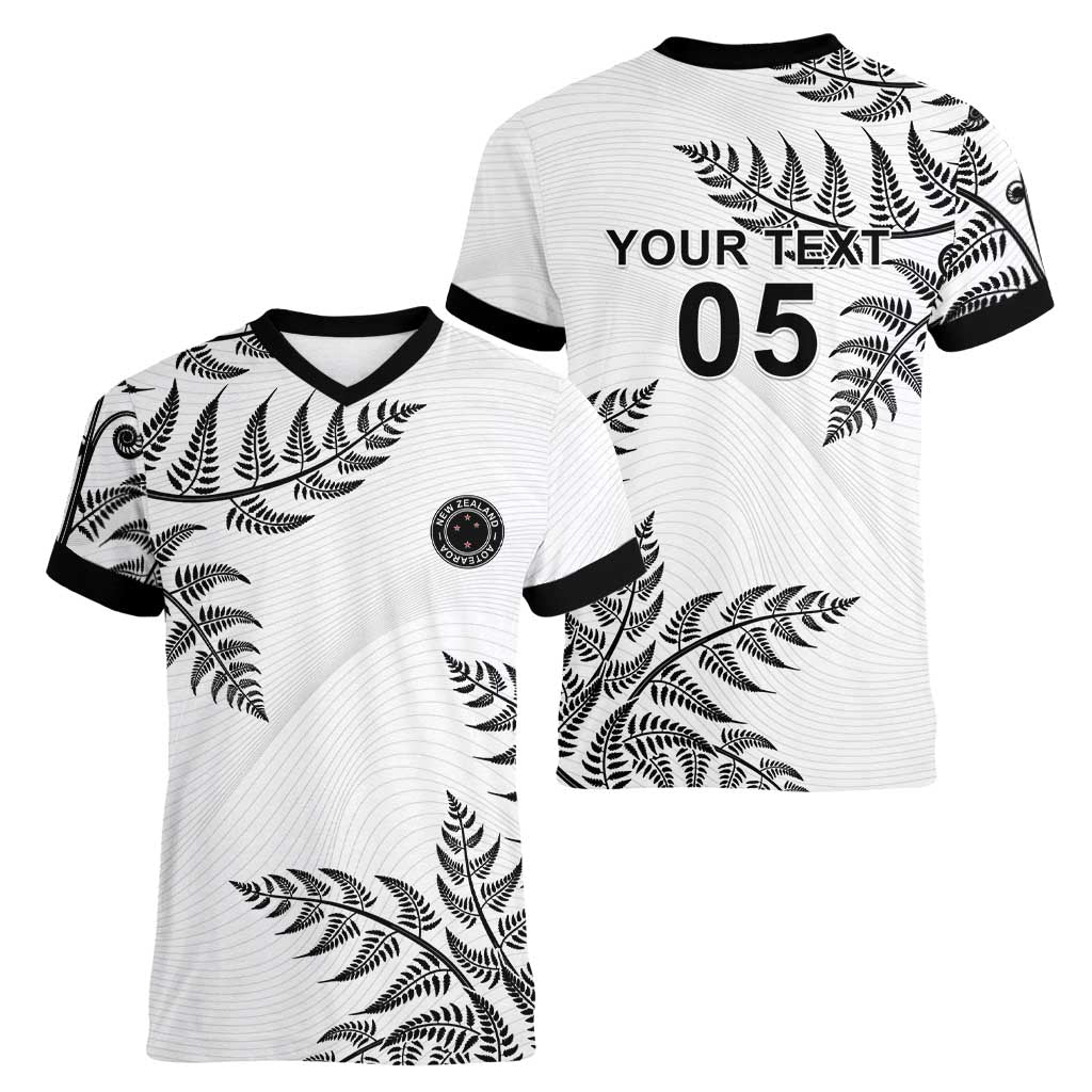 Custom New Zealand Football Women V-Neck T-Shirt Aotearoa Pride LT05 - Polynesian Pride
