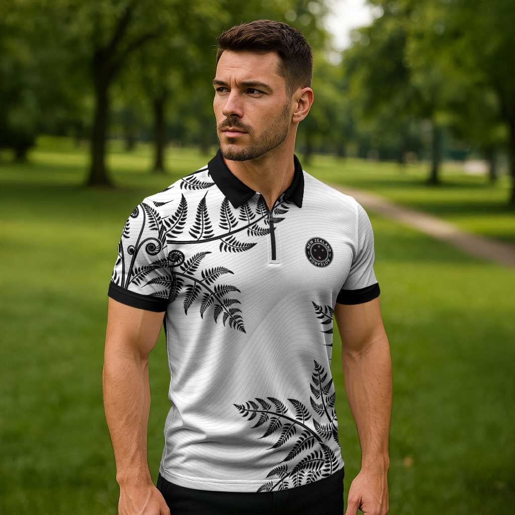 Custom New Zealand Football Zipper Polo Shirt Aotearoa Pride - Polynesian Pride