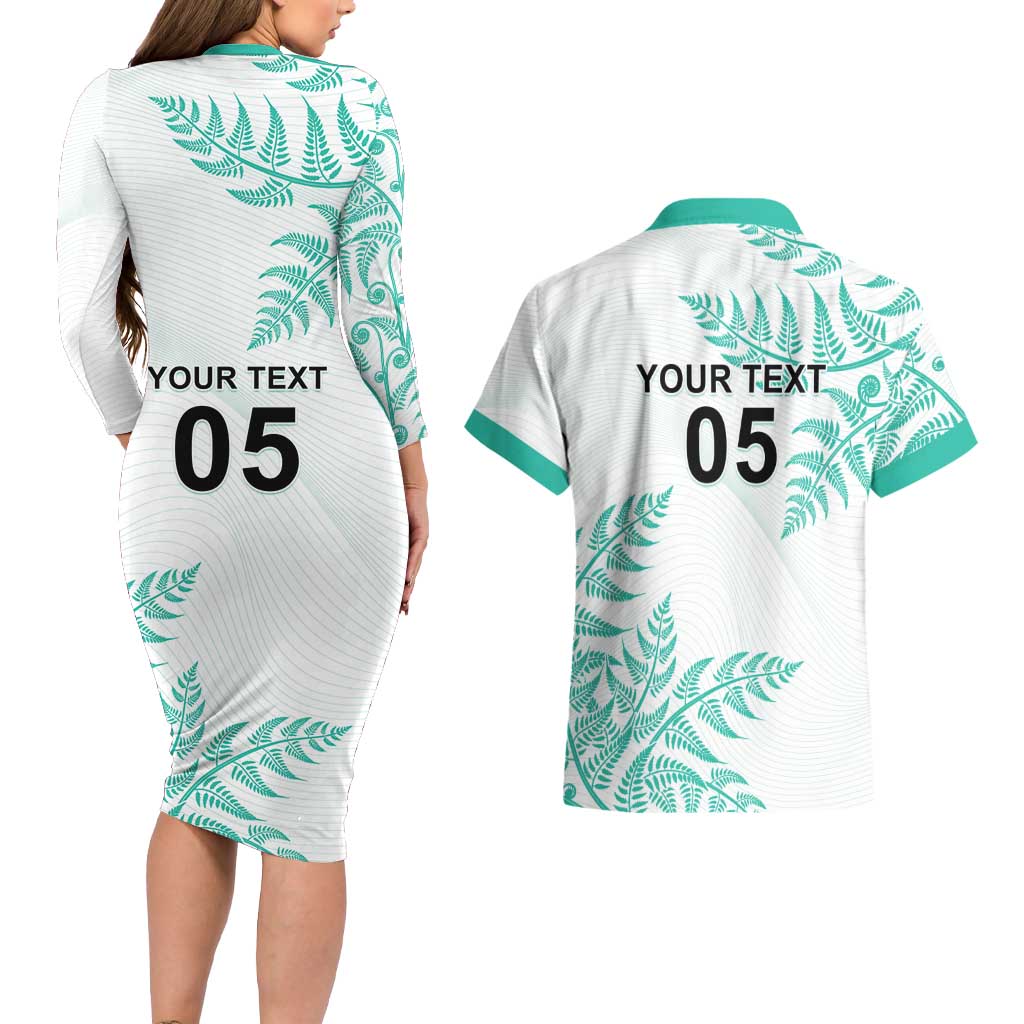 Custom New Zealand Football Couples Matching Long Sleeve Bodycon Dress and Hawaiian Shirt Aotearoa Pride Aqua Version LT05 - Polynesian Pride