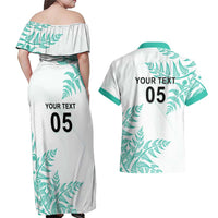 Custom New Zealand Football Couples Matching Off Shoulder Maxi Dress and Hawaiian Shirt Aotearoa Pride Aqua Version LT05 - Polynesian Pride