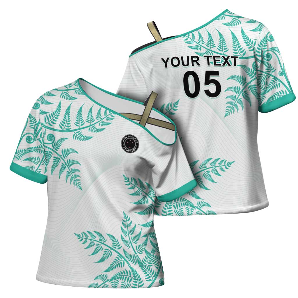 Custom New Zealand Football Cross Shoulder Shirt Aotearoa Pride Aqua Version - Polynesian Pride