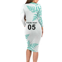 Custom New Zealand Football Family Matching Long Sleeve Bodycon Dress and Hawaiian Shirt Aotearoa Pride Aqua Version LT05 - Polynesian Pride