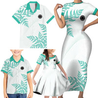 Custom New Zealand Football Family Matching Short Sleeve Bodycon Dress and Hawaiian Shirt Aotearoa Pride Aqua Version LT05 - Polynesian Pride