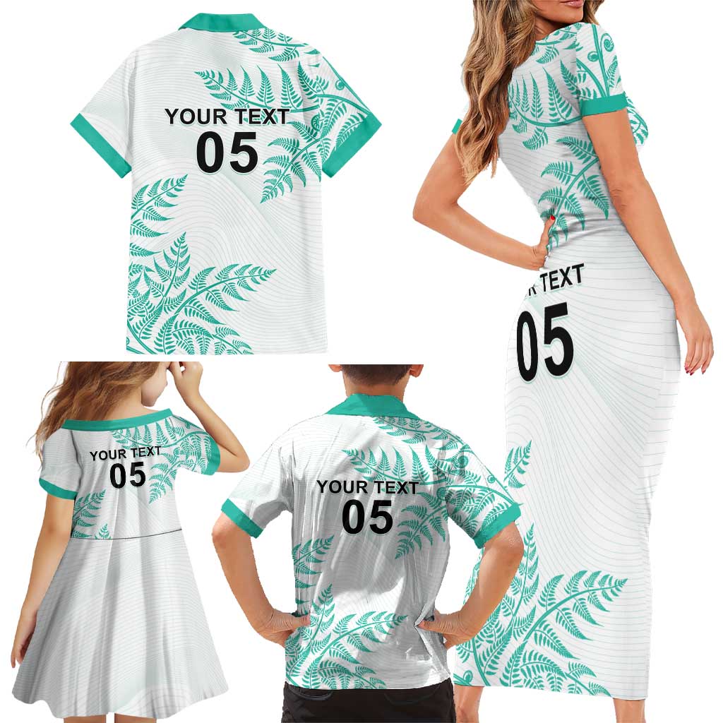 Custom New Zealand Football Family Matching Short Sleeve Bodycon Dress and Hawaiian Shirt Aotearoa Pride Aqua Version LT05 - Polynesian Pride