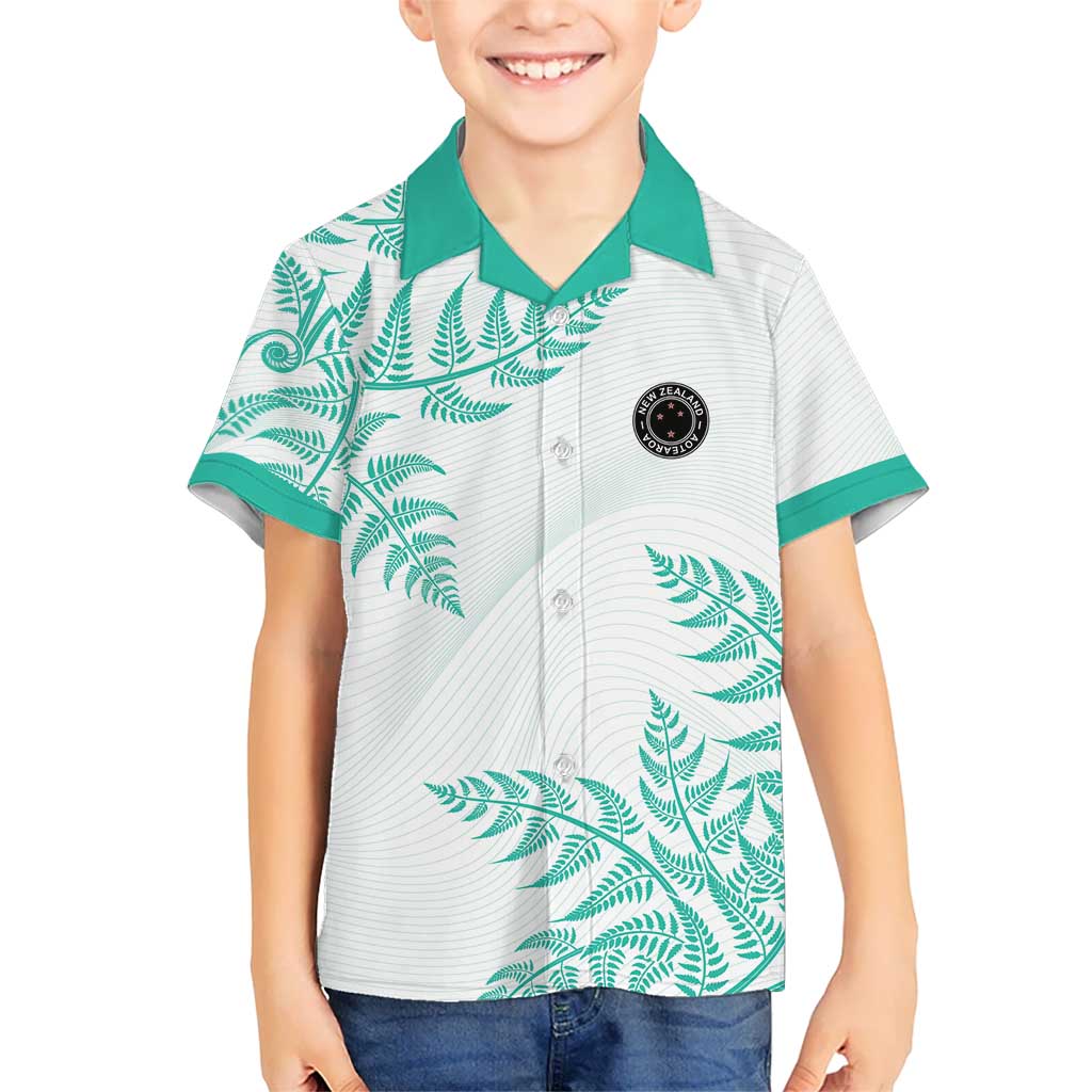 Custom New Zealand Football Family Matching Short Sleeve Bodycon Dress and Hawaiian Shirt Aotearoa Pride Aqua Version LT05 Son's Shirt Aqua - Polynesian Pride