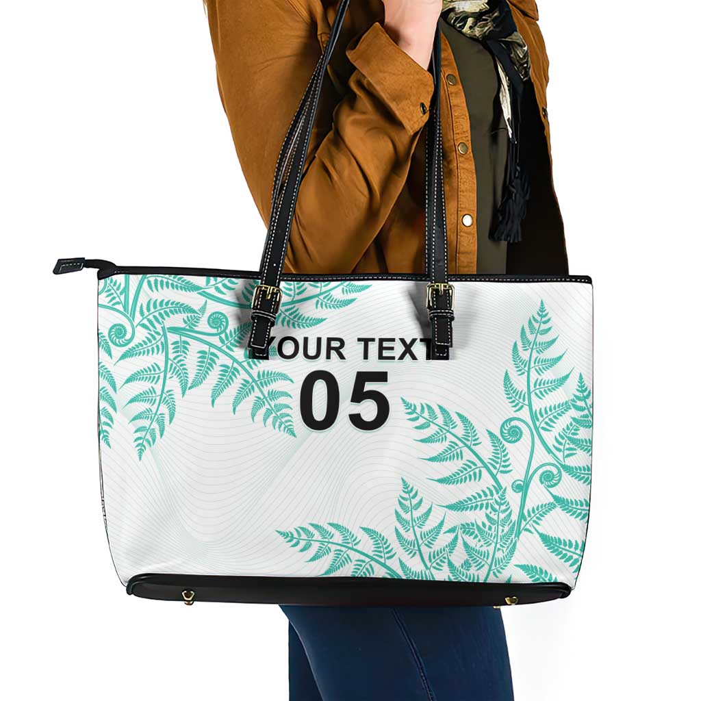 Custom New Zealand Football Leather Tote Bag Aotearoa Pride Aqua Version - Polynesian Pride