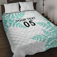 Custom New Zealand Football Quilt Bed Set Aotearoa Pride Aqua Version - Polynesian Pride