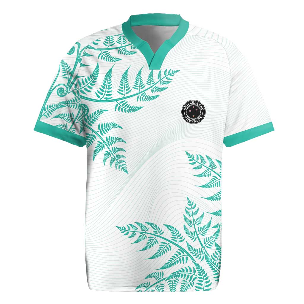 Custom New Zealand Football Rugby Jersey Aotearoa Pride Aqua Version - Polynesian Pride