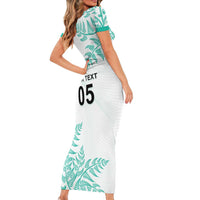 Custom New Zealand Football Short Sleeve Bodycon Dress Aotearoa Pride Aqua Version LT05 - Polynesian Pride