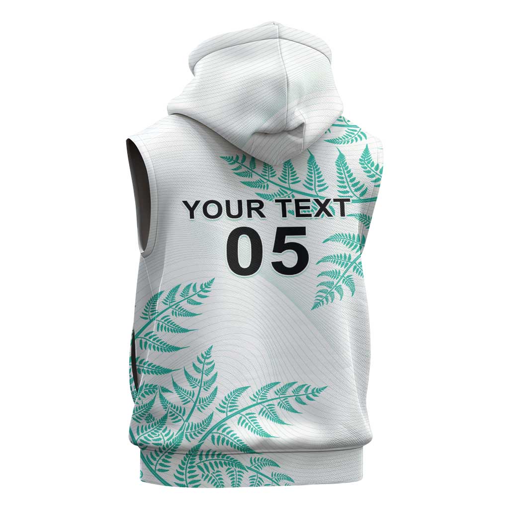 Custom New Zealand Football Sleeveless Zip Hoodie Aotearoa Pride Aqua Version LT05 - Polynesian Pride