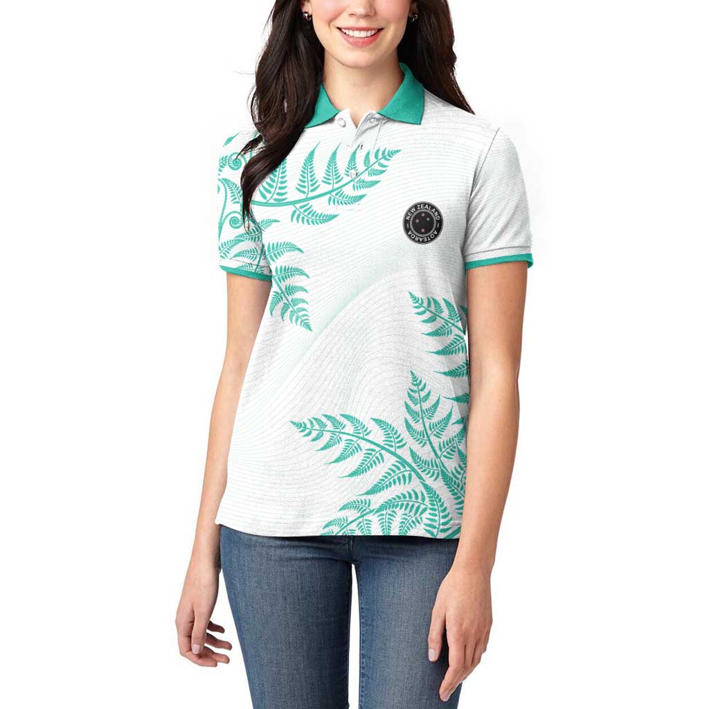 Custom New Zealand Football Women Polo Shirt Aotearoa Pride Aqua Version - Polynesian Pride