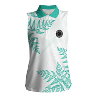 Custom New Zealand Football Women Sleeveless Polo Shirt Aotearoa Pride Aqua Version LT05 Female Aqua - Polynesian Pride