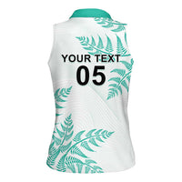 Custom New Zealand Football Women Sleeveless Polo Shirt Aotearoa Pride Aqua Version LT05 - Polynesian Pride