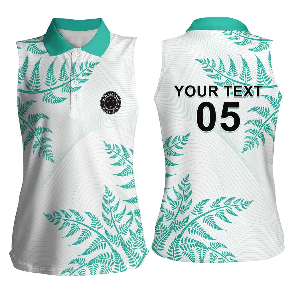 Custom New Zealand Football Women Sleeveless Polo Shirt Aotearoa Pride Aqua Version LT05 - Polynesian Pride