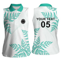 Custom New Zealand Football Women Sleeveless Polo Shirt Aotearoa Pride Aqua Version LT05 - Polynesian Pride