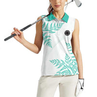 Custom New Zealand Football Women Sleeveless Polo Shirt Aotearoa Pride Aqua Version LT05 - Polynesian Pride