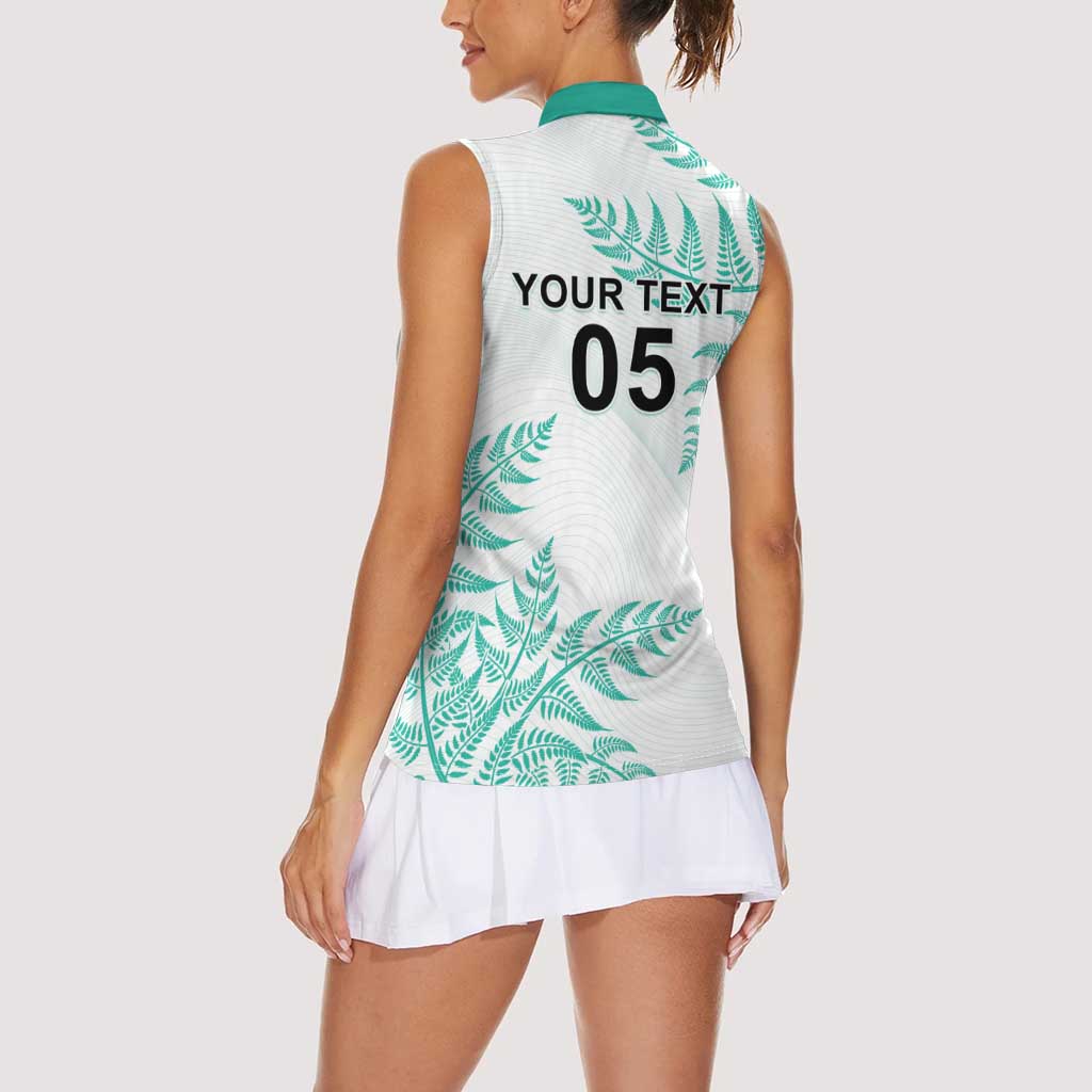 Custom New Zealand Football Women Sleeveless Polo Shirt Aotearoa Pride Aqua Version LT05 - Polynesian Pride