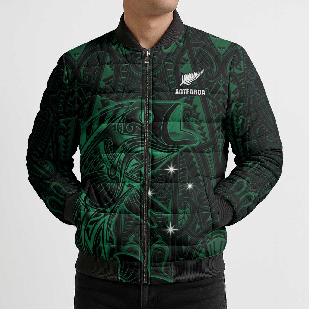 Custom New Zealand Fishing Bomber Puffer Jacket Maori Tribal Pattern - Polynesian Pride