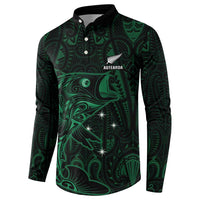 Custom New Zealand Fishing Button Sweatshirt Maori Tribal Pattern - Polynesian Pride